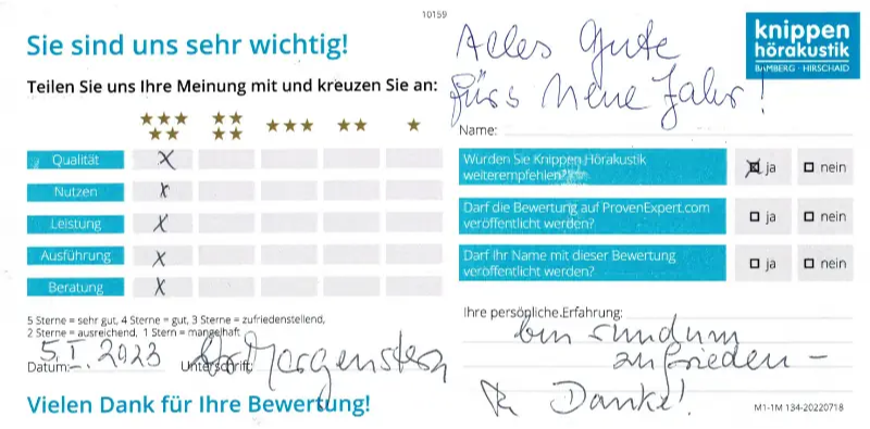 Handschriftliche Bewertung Knippen