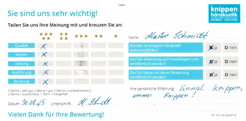 Bewertungskarte Schmidt